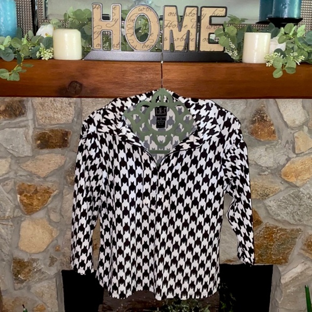 I.N.C Zip Up Black And White Top